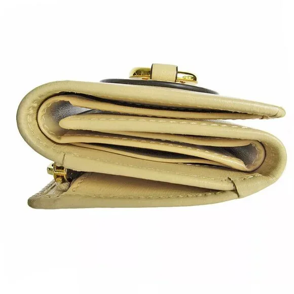 GUCCI HorsebitTri-fold wallet compact wallet beige leather Wallets